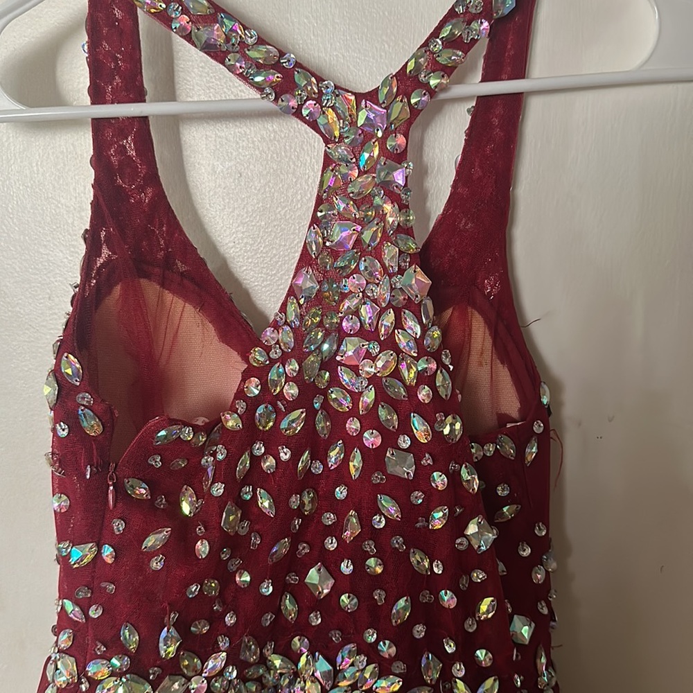 HOCO burgundy jeweled dress - Picture 4 of 5